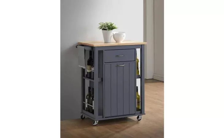 102665 KITCHEN CART (NATURAL DARK GREY) COASTER  102665
