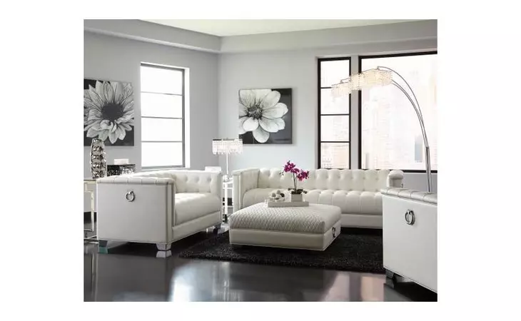 505391-S2  CHAVIANO CONTEMPORARY WHITE TWO-PIECE LIVING ROOM SET