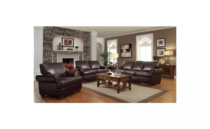 504411-S2  COLTON BROWN LEATHER TWO-PIECE LIVING ROOM SET