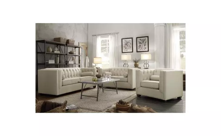 504904-S2  CAIRNS TRANSITIONAL BEIGE TWO-PIECE LIVING ROOM SET