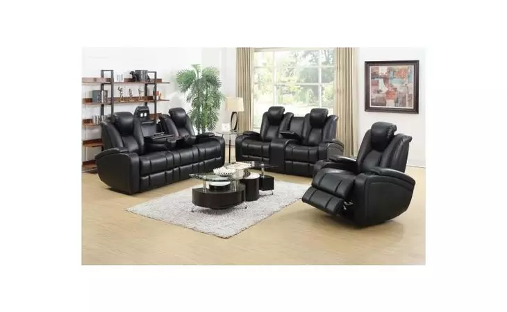 601741P-S2  ZIMMERMAN BLACK FAUX LEATHER POWER MOTION TWO-PIECE LIVING ROOM SET