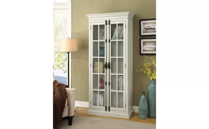 910187 2-DOOR TALL CABINET ANTIQUE WHITE COASTER  910187