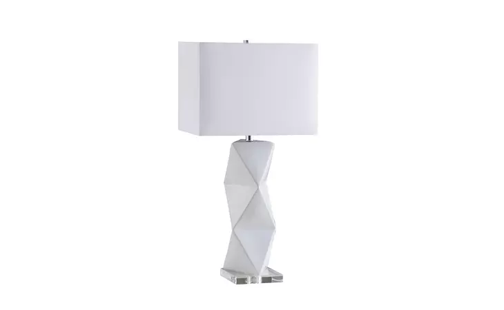 902937  GEOMETRIC CERAMIC BASE TABLE LAMP WHITE