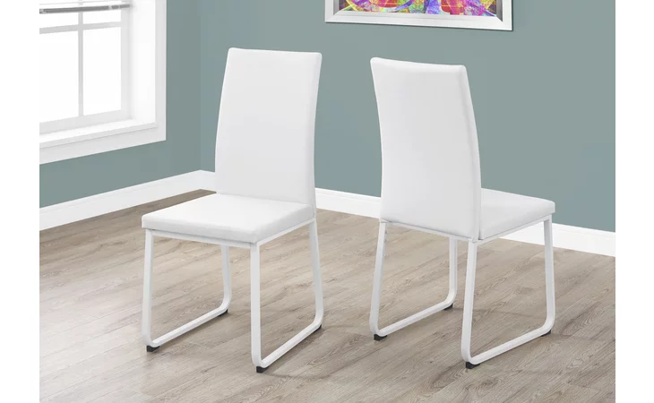 I1102  DINING CHAIR - 2PCS - 38 H - WHITE LEATHER-LOOK - WHITE