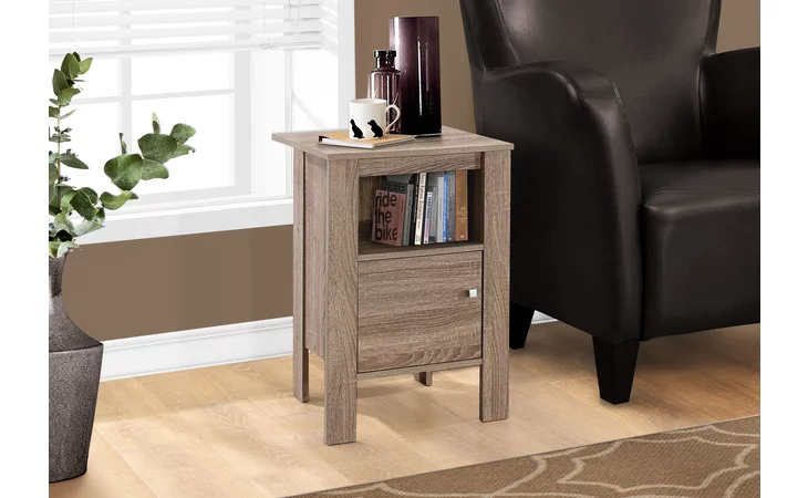 I2136  ACCENT TABLE - DARK TAUPE NIGHT STAND WITH STORAGE