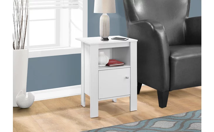 I2137  ACCENT TABLE - WHITE NIGHT STAND WITH STORAGE