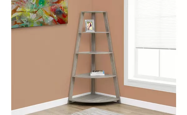 bookcase - 60 h - dark taupe corner accent etagere by monarch specialties