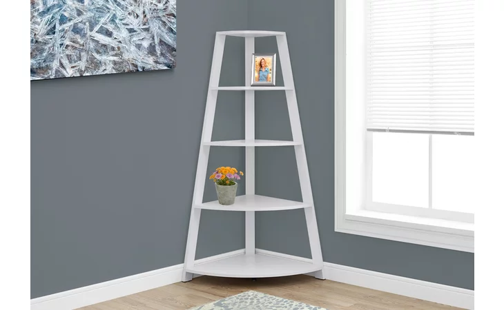 I2425 BOOKCASE - 60 H - WHITE CORNER ACCENT ETAGERE MONARCH SPECIALTIES  I2425