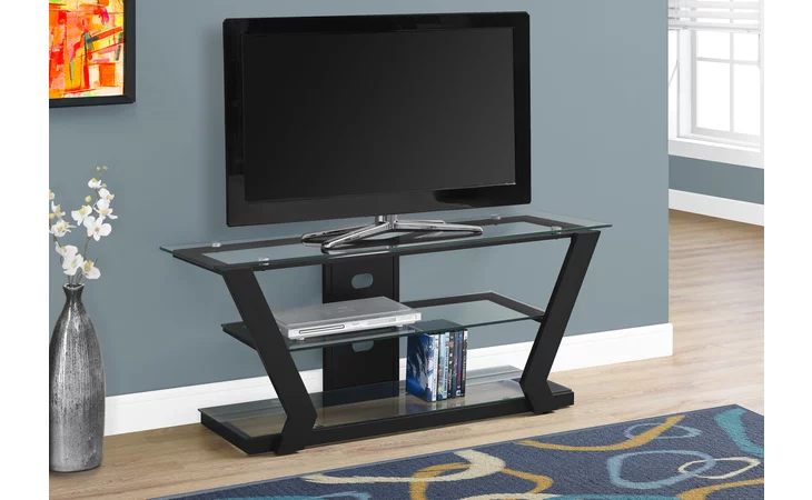 I2588  TV STAND - 48 L - BLACK METAL WITH TEMPERED GLASS
