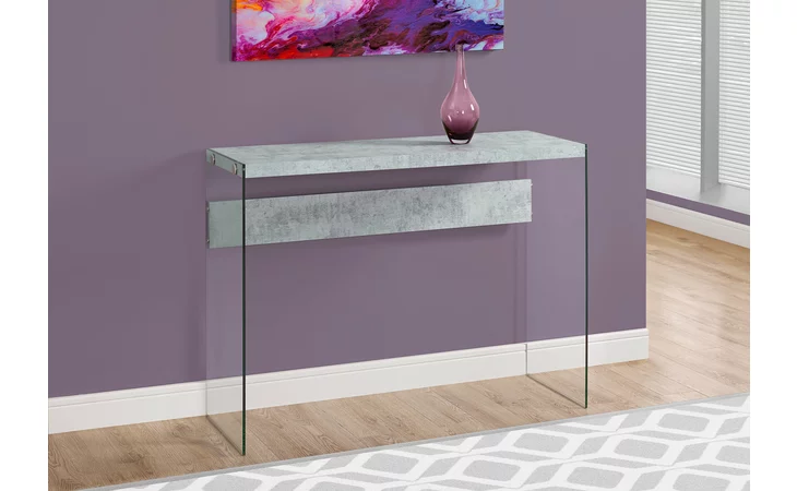 I3232  ACCENT TABLE - 44 L - GREY CEMENT - TEMPERED GLASS