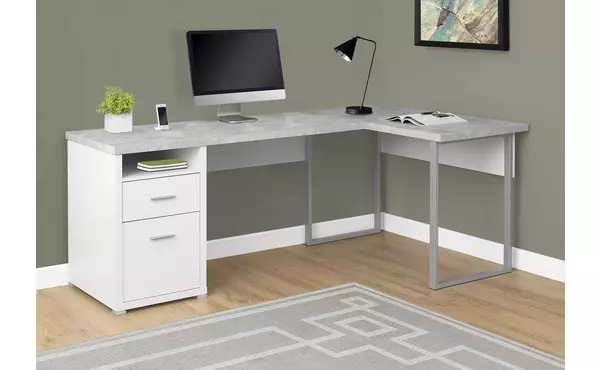 computer desk - 80 l white - cement-look left-right face by monarch specialties