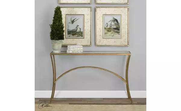 alayna console table, gold by uttermost