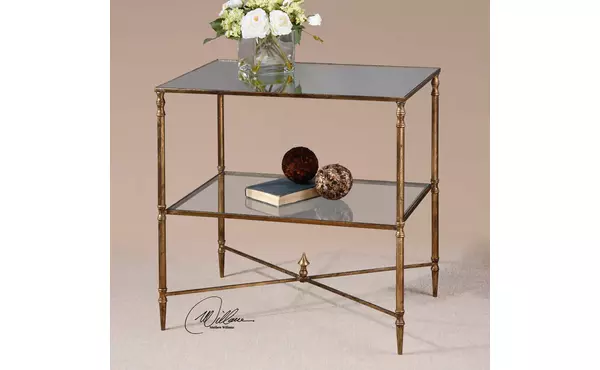 henzler lamp table, gold by uttermost