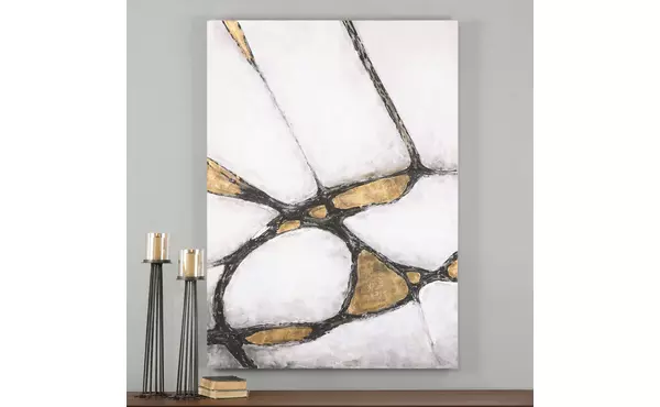 abstract in gold and black hand painted canvas hp by uttermost