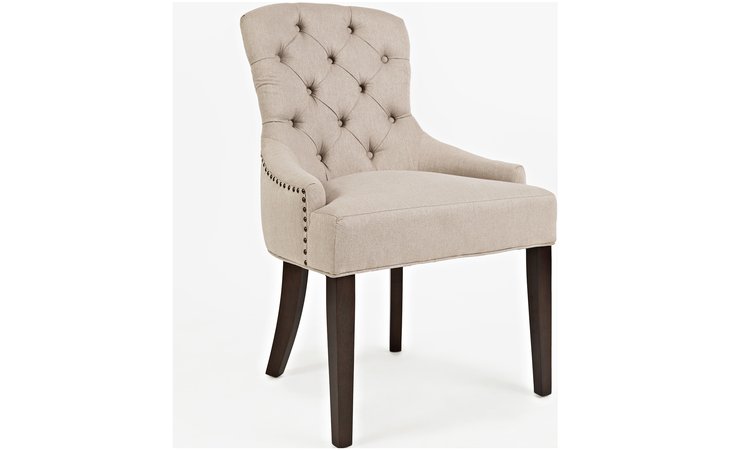PIERCE-CH-TAUPE GENEVA HILLS COLLECTION ELF UPH SIDE CHAIR W BUTTON TUFTING, NAILHEAD TRIM (1 CTN)- TAUPE