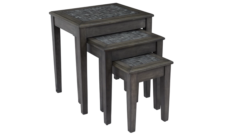 1798-7 GREY MOSAIC COLLECTION 3 NESTING CHAIRSIDE TABLE ; MED TABLE:  16X16X19;  SM TABLE:  12X14X15 GREY MOSAIC COLLECTION