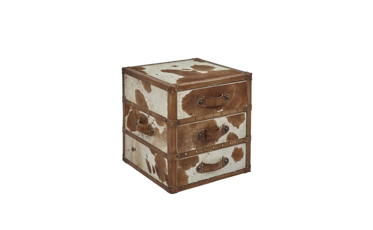 1730-16 HANDCRAFTED BY ARTISANS FROM AROUND THE WORLD HAIR ON HIDE ACCENT CHEST W 3 DRAWERS