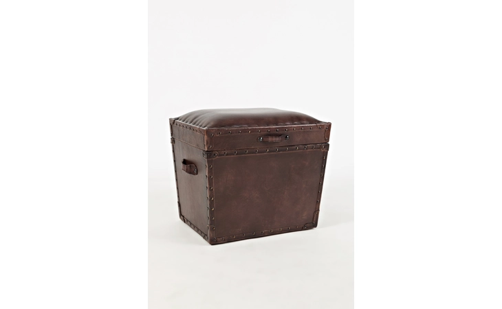 1730-72 HANDCRAFTED BY ARTISANS FROM AROUND THE WORLD LEATHER STORAGE CHEST W LIFT LID
