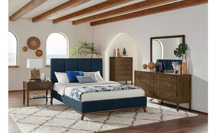 300626F  CHARITY BLUE UPHOLSTERED FULL BED