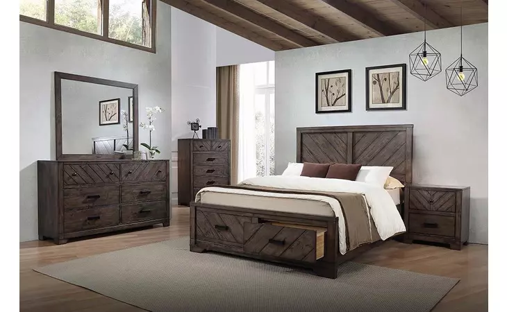 206300KW  LAWNDALE RUSTIC WEATHERED GREY CALIFORNIA KING BED