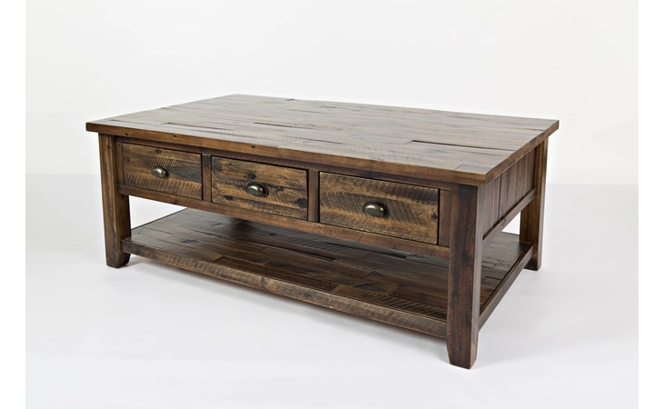 1742-1 ARTISAN'S CRAFT COLLECTION COFFEE TABLE W/PULL THROUGH DRAWERS - CASTERED ARTISAN'S CRAFT COLLECTION