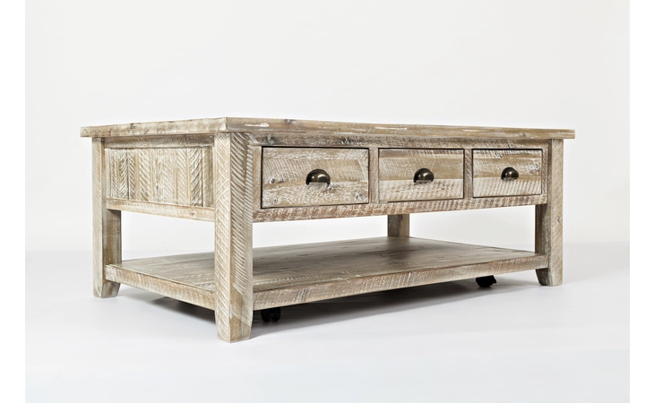 1743-1 ARTISAN'S CRAFT COLLECTION COFFEE TABLE W/PULL THROUGH DRAWERS - CASTERED ARTISAN'S CRAFT COLLECTION