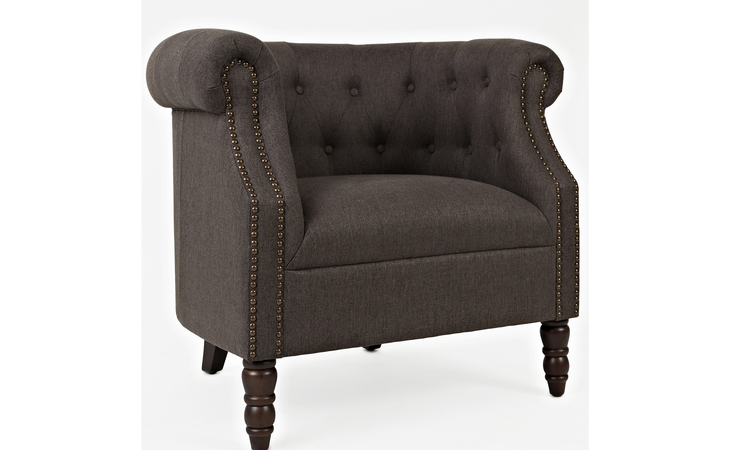 GRACE-CH-CHARCOAL GRACE CLUB CHAIR TUFTED ACCENT CHAIR W ROLLED ARM, ARABICA FINISH LEG

FEATURES: PIRELLI STYLE WEB SEATING; HIGH DENSITY FOAM; NAILHEAD TRIM; ATTACHED SEAT CUSHION