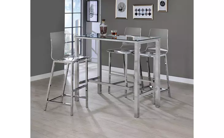 104873 BAR TABLE WITH GLASS TOP CHROME COASTER  104873