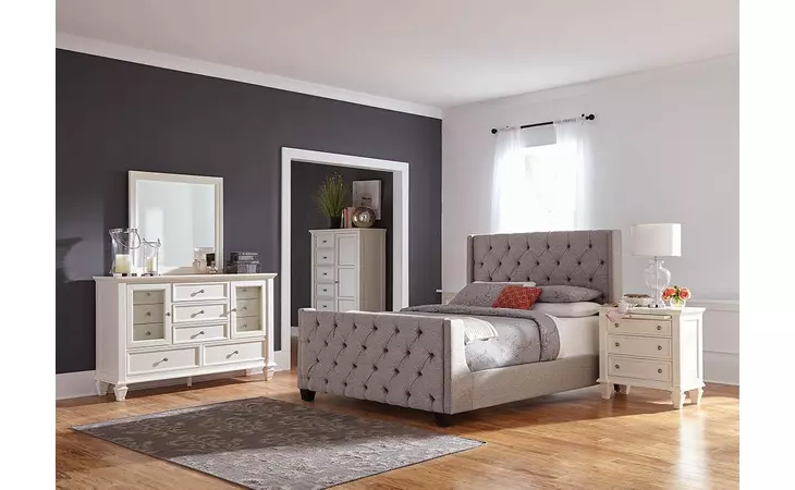 300708Q  PALMA LIGHT GREY UPHOLSTERED QUEEN BED
