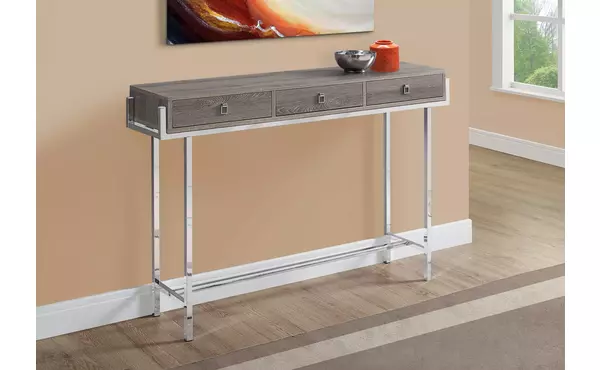 accent table - 48 l - dark taupe - chrome metal by monarch specialties