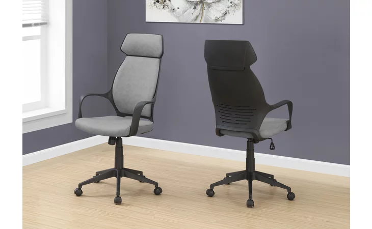 I7250 OFFICE CHAIR - GREY MICROFIBER / HIGH BACK EXECUTIVE MONARCH SPECIALTIES  I7250
