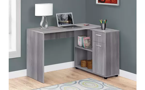 computer desk - 46 l - grey with a storage cabinet by monarch specialties