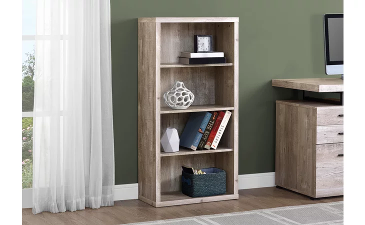 I7406  BOOKCASE - 48 H - TAUPE RECLAIMED WOOD-LOOK- ADJ. SHELVES