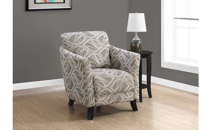 I8182  ACCENT CHAIR - TAUPE LEAF DESIGN FABRIC