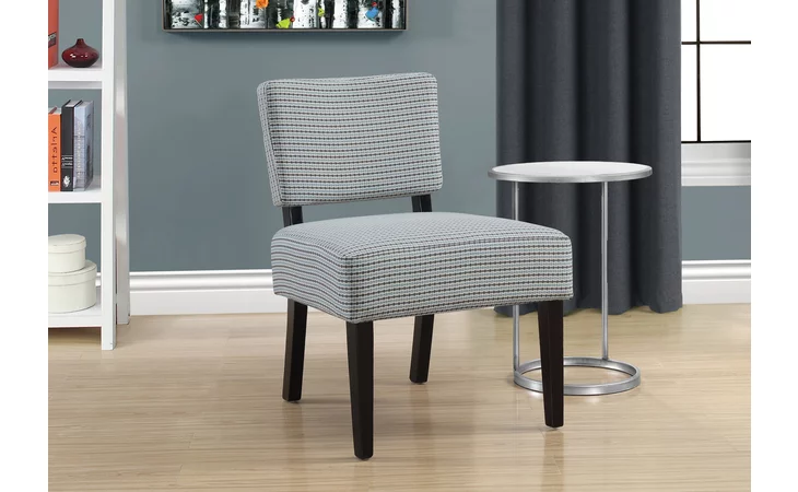 I8288  ACCENT CHAIR - LIGHT BLUE / GREY ABSTRACT DOT FABRIC