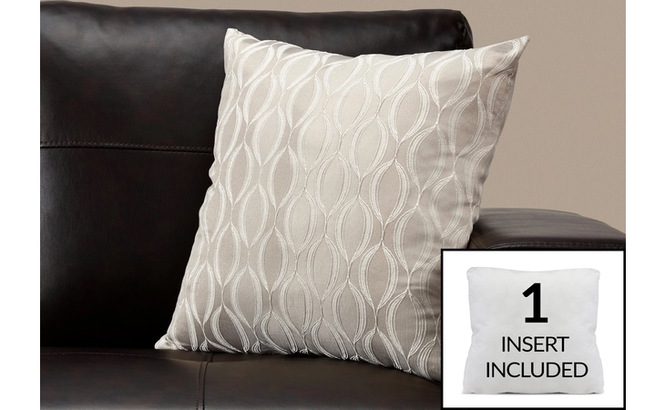 I9344  PILLOW - 18 X 18  - TAUPE WAVE PATTERN - 1PC
