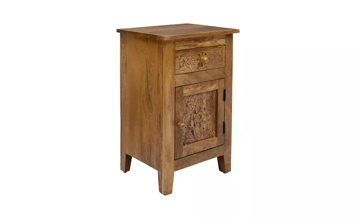 1730-51 GLOBAL ARCHIVE COLLECTION HAND-CARVED ACCENT TABLE W/DRAWER, CABINET - NATURAL FINISH GLOBAL ARCHIVE COLLECTION