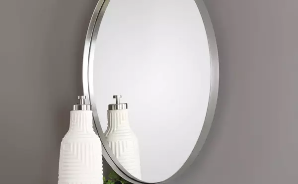 pursley oval mirror, nickel by uttermost