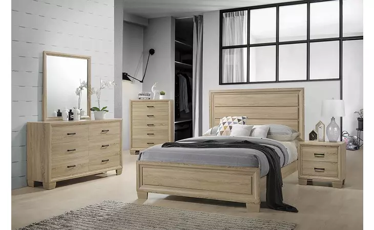 206351Q VERNON TRANSITIONAL WHITEWASHED OAK QUEEN BED COASTER  206351Q