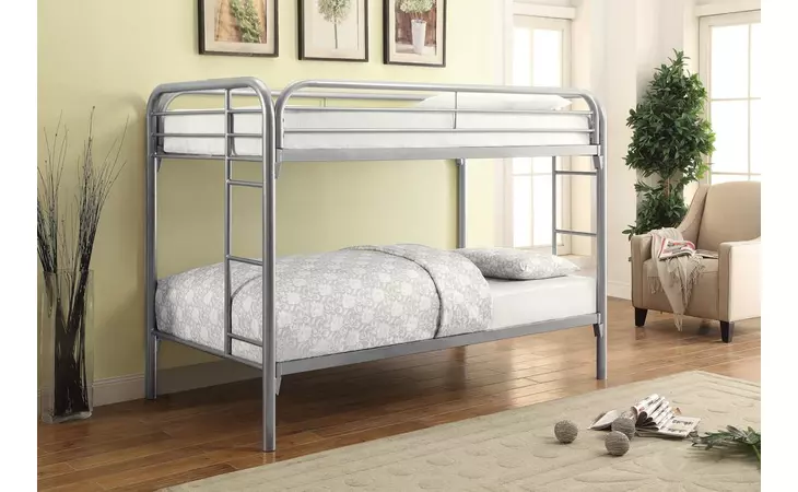 2256V  MORGAN TWIN-OVER-TWIN SILVER BUNK BED