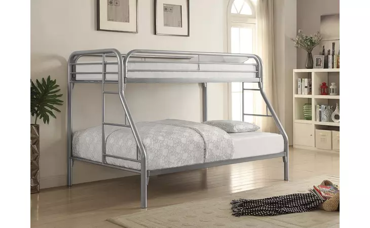 2258V  MORGAN TWIN-OVER-FULL SILVER BUNK BED