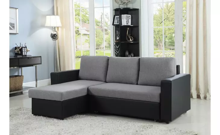 503929 EVERLY REVERSIBLE SLEEPER SECTIONAL GREY AND BLACK COASTER  503929