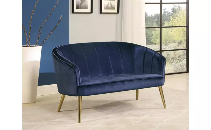 903033  UPHOLSTERED ACCENT SETTEE BLUE