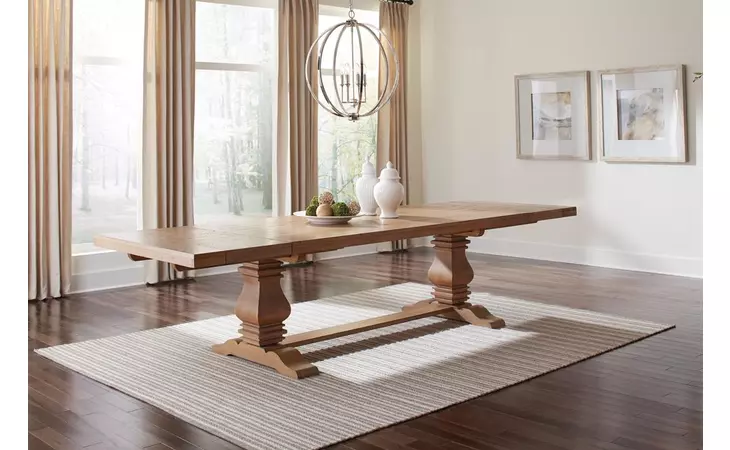 180201  FLORENCE DOUBLE PEDESTAL DINING TABLE RUSTIC SMOKE