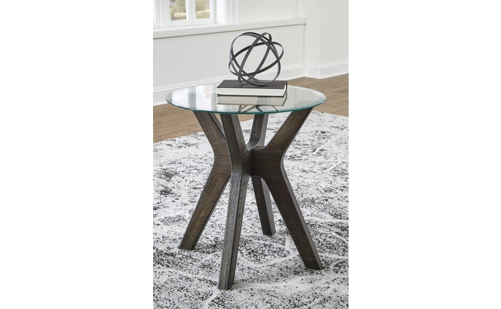 T348-6 Zannory - Grayish Brown ROUND END TABLE ZANNORY