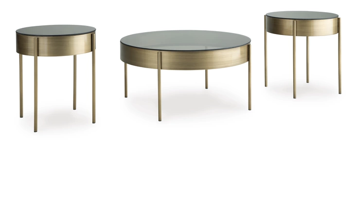 Jettaya OCCASIONAL TABLE SET (3 CN)-OCCASIONAL-EMIL ASHLEY Brushed Brass T285-13