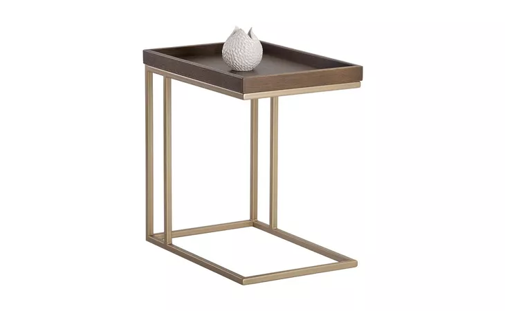 105235 ARDEN ARDEN C-SHAPED END TABLE - GOLD - RAW UMBER
