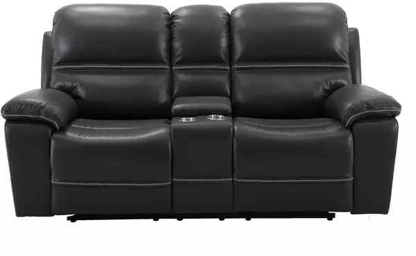 leather  manual loveseat w console leather&pvc foam seat by exact