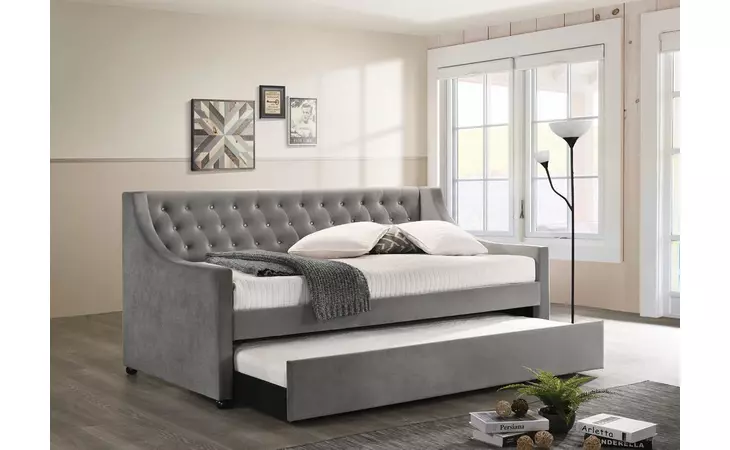 305883  CHATSBORO TWIN UPHOLSTERED DAYBED WITH TRUNDLE GREY