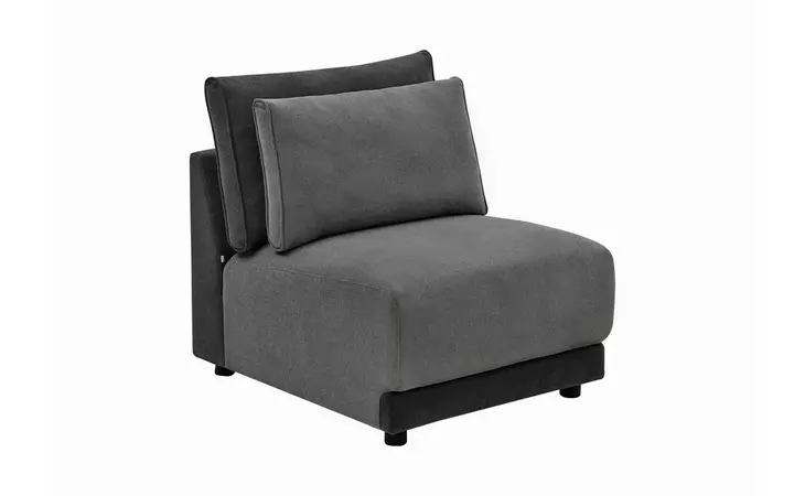 551441  SEANNA CUSHION BACK UPHOLSTERED ARMLESS CHAIR LIGHT AND DARK GREY